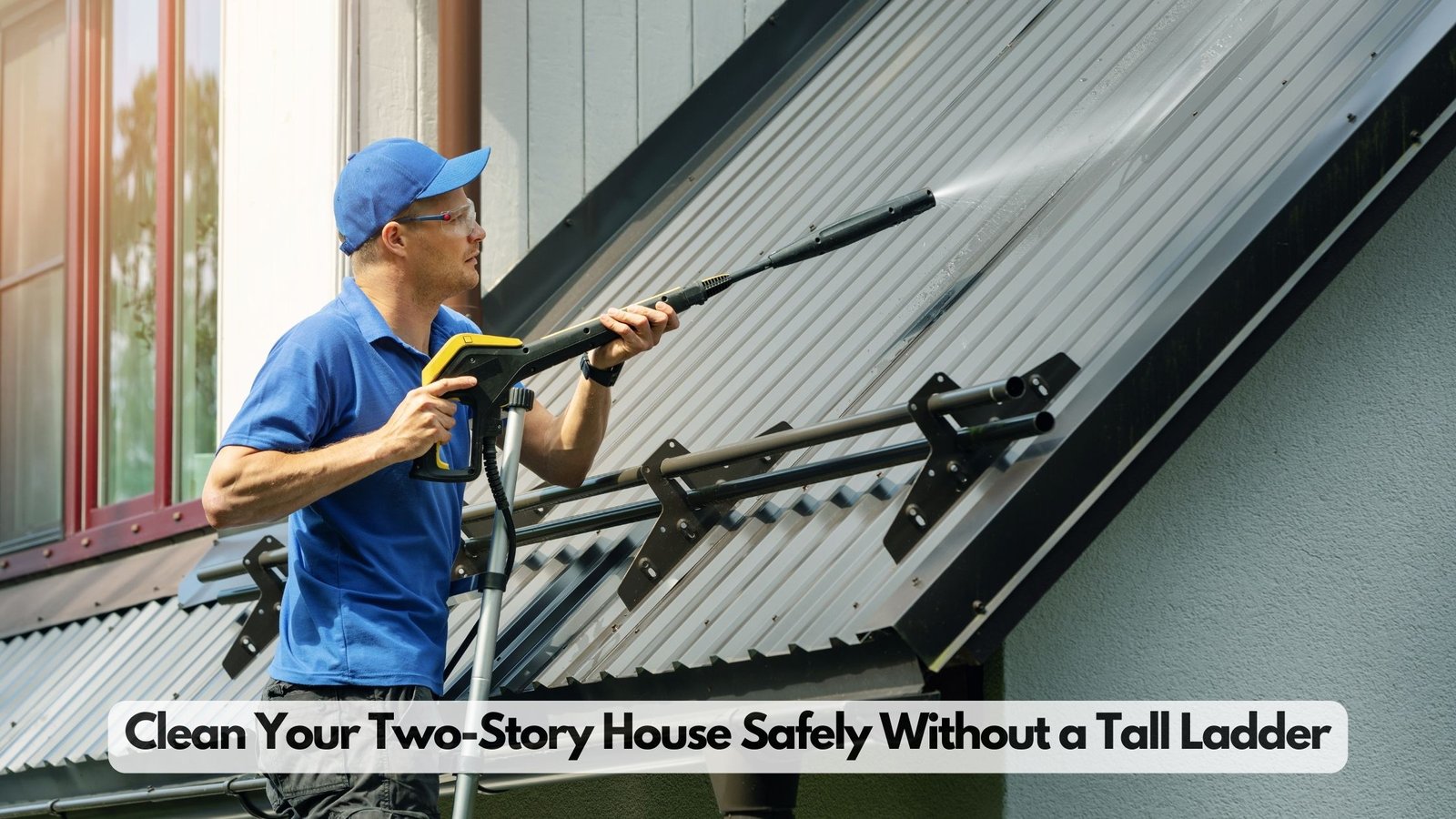 Pressure Washing a Two-Story House Without Climbing a Tall Ladder